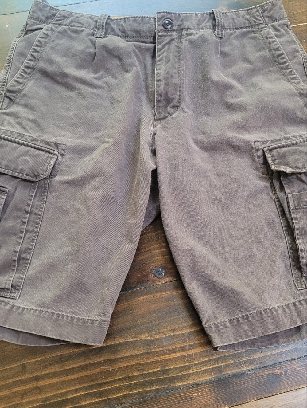 Banana Republic Brown Cotton Twill Cargo Shorts Button Pockets Men's 36